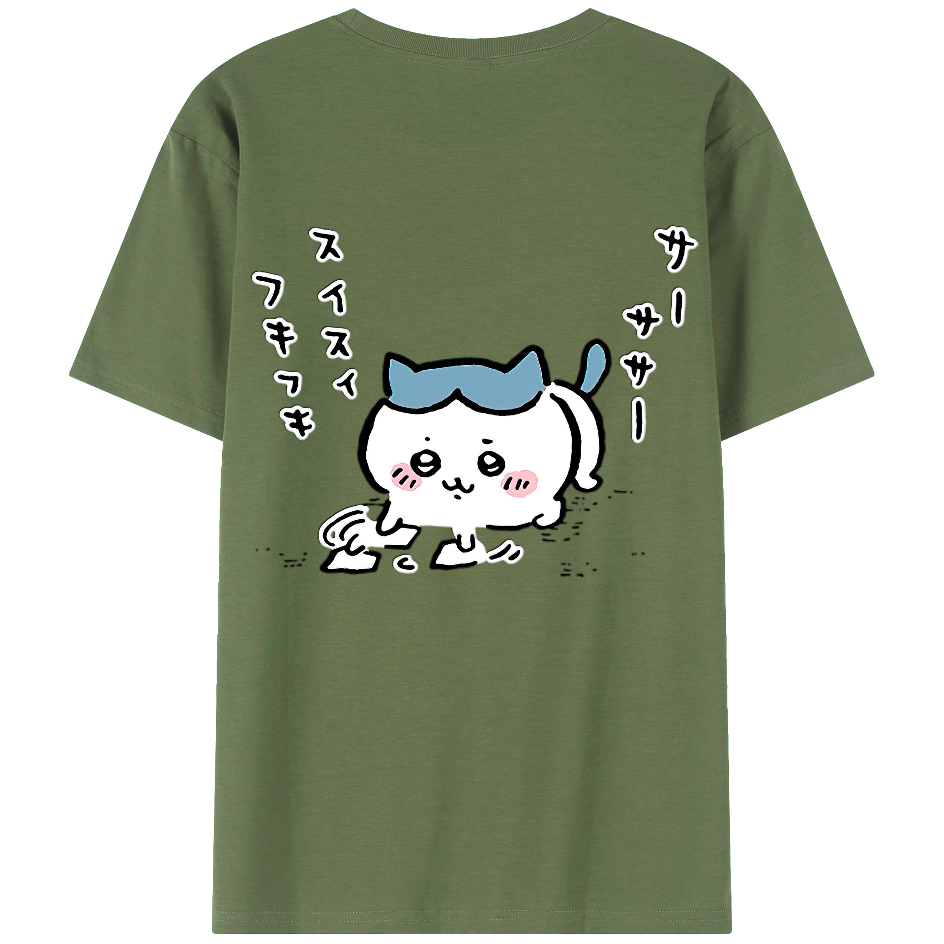 （画像用） ちいかわ ハチワレ Chii-kawa hachiware 綿100％ メンズ半袖Tシャツ（バックプリント） 通気性